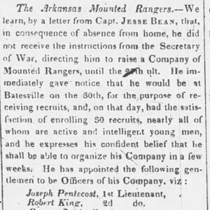 "The Arkansas Mounted Rangers" newspaper clipping