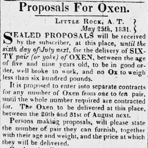 "Proposals for Oxen" newspaper clipping