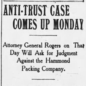 "Anti Trust Case Comes Up Monday" newspaper clipping