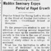 "Maddox Seminary Enjoys Period of Rapid Growth" newspaper clipping