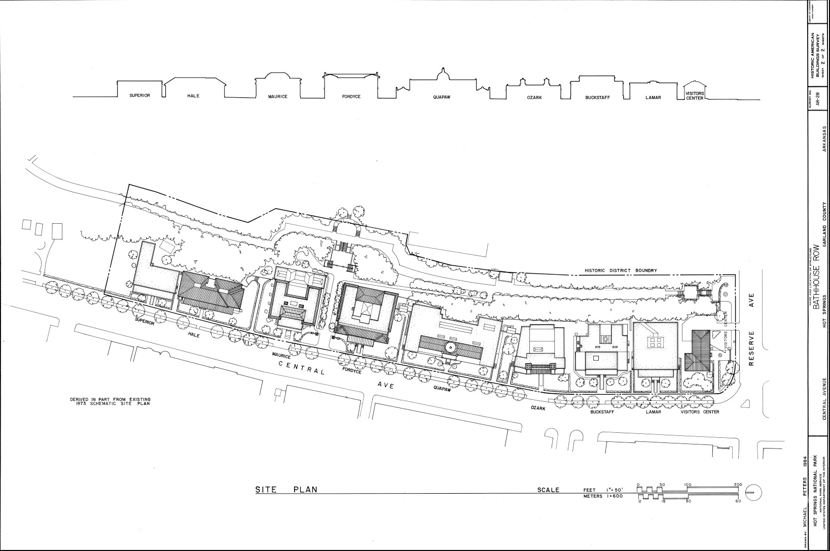 Line drawing of plans for buildings