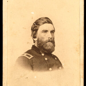 Head and shoulders of white bearded man in military garb