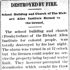 "Destroyed by Fire" newspaper clipping