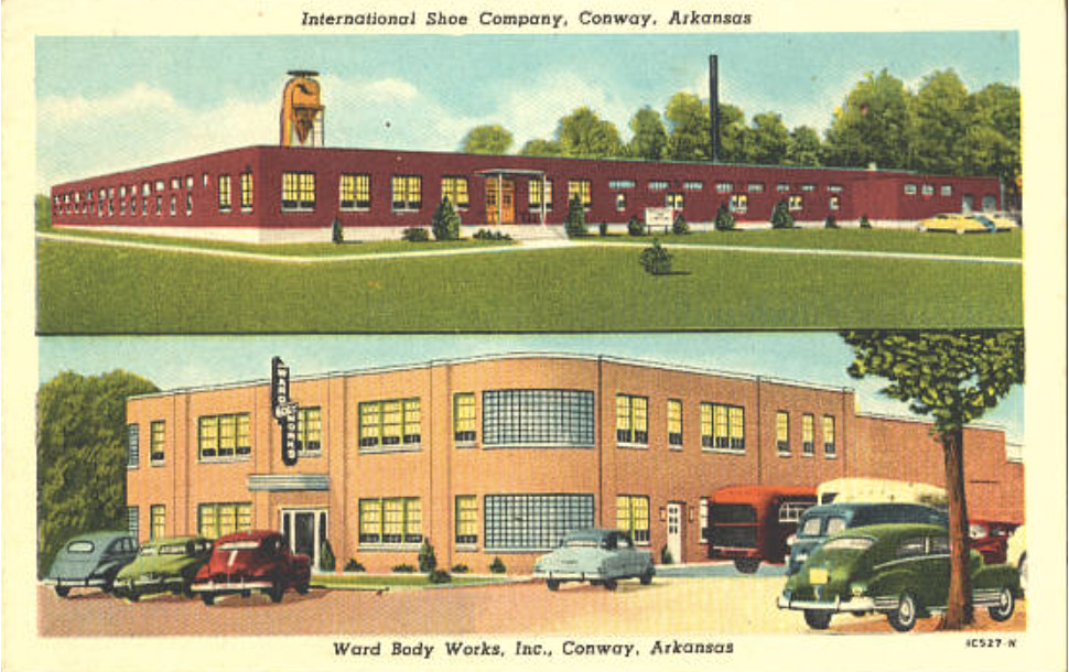 Postcard with buildings and cars