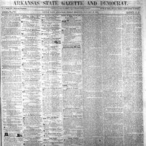 "Arkansas State Gazette and Democrat" newspaper front page