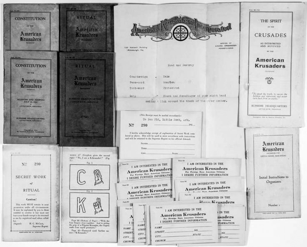 Variety of papers with "American Krusaders" on the fronts