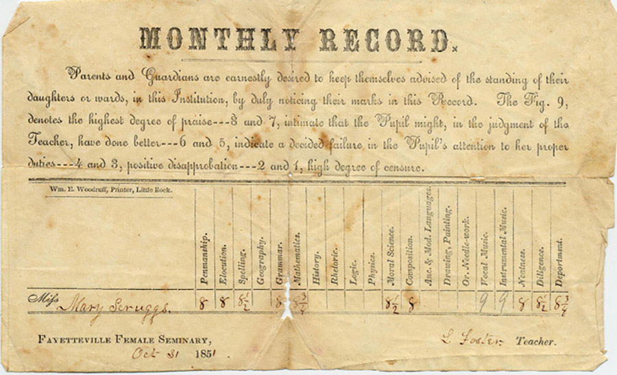 Old document "Monthly Record"