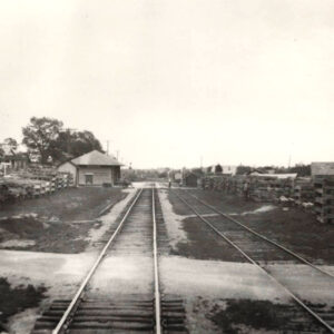 Railroad track receding into the distance