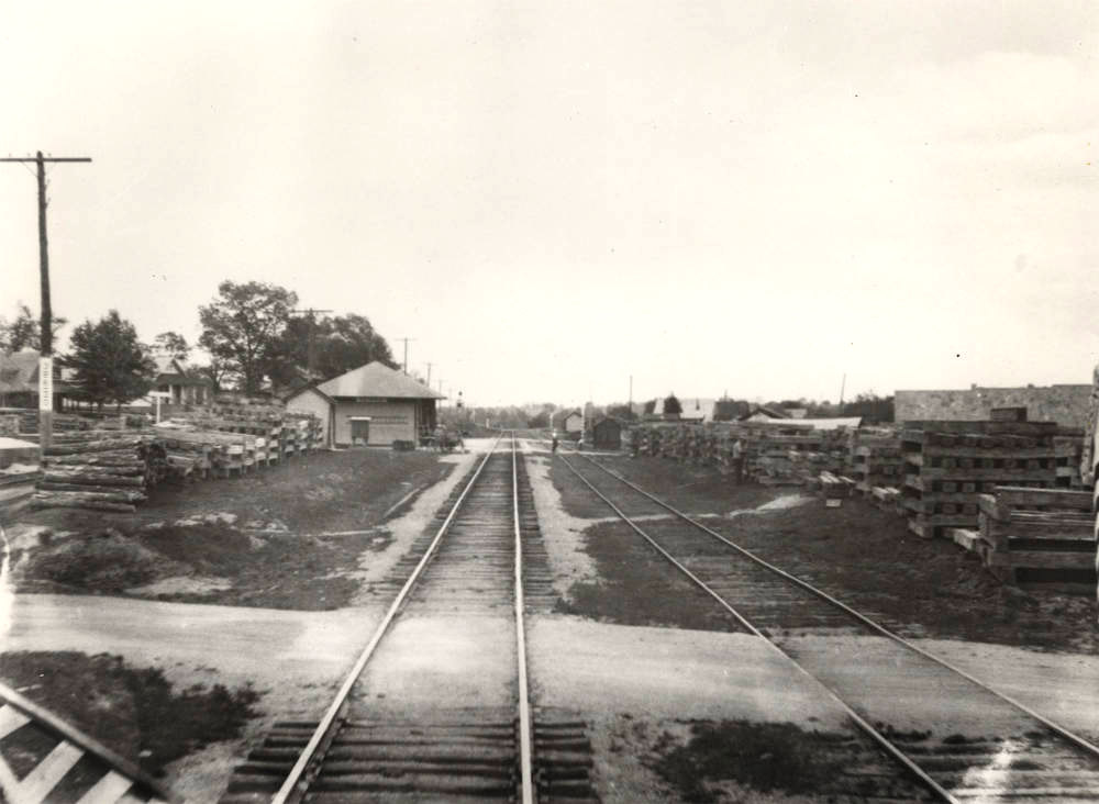 Railroad track receding into the distance