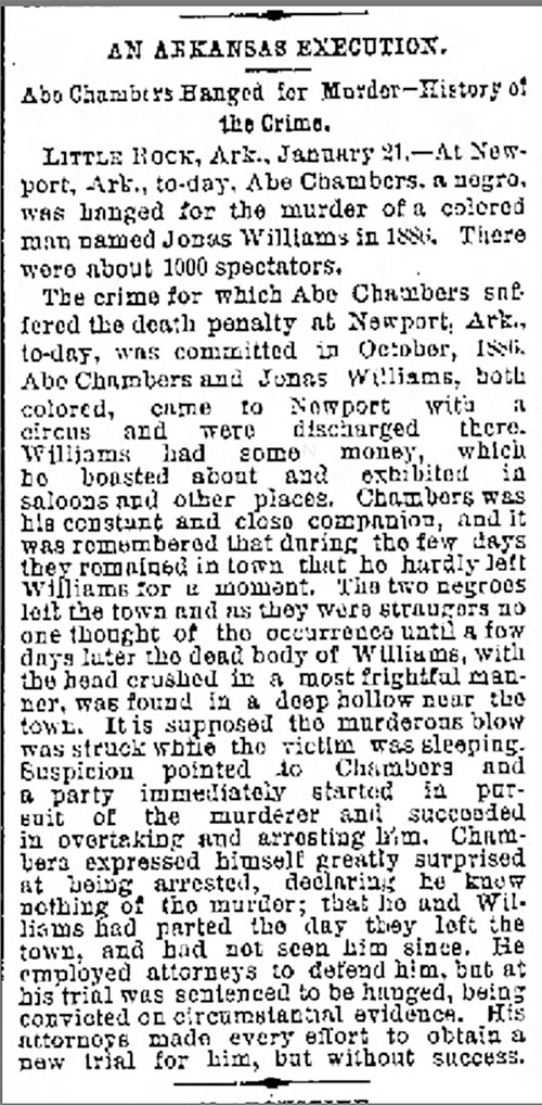 "An Arkansas Execution" newspaper clipping