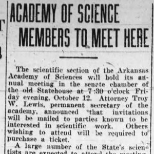 "Academy of Science Members to Meet Here" newspaper clipping