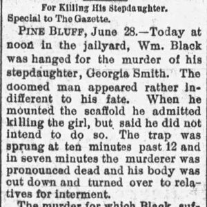 "For Killing His Stepdaughter" newspaper clipping