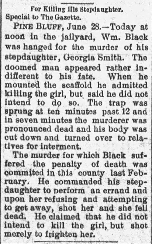 "For Killing His Stepdaughter" newspaper clipping