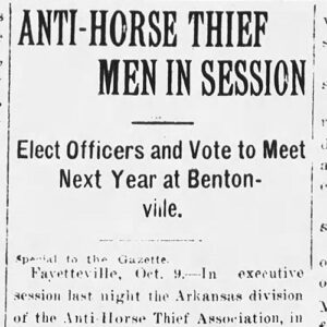 "Anti-Horse Thief Men in Session" newspaper clipping