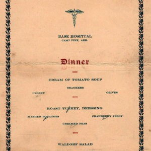 Menu with "Base Hospital" at the top and a border of mistletoe