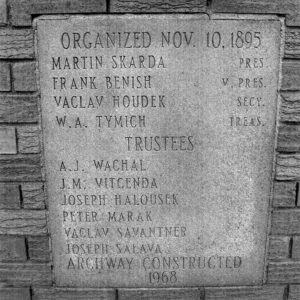 Names listed on concrete plaque