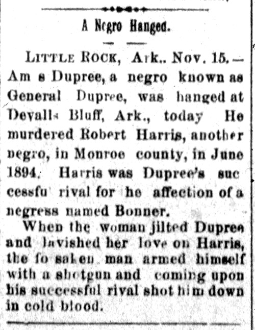 "A Negro Hanged" newspaper clipping