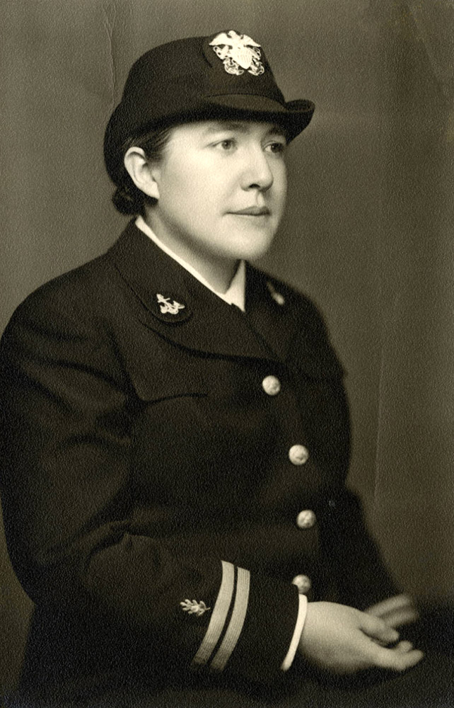 White woman in military garb