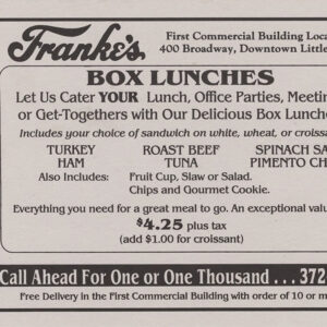 Menu listing "box lunches"