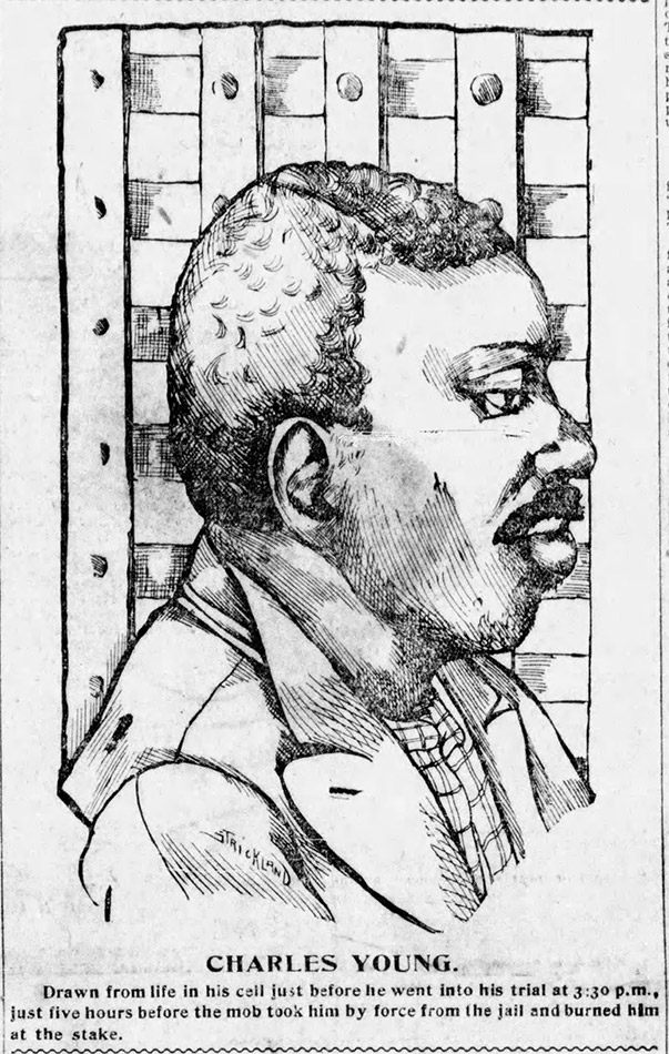 Line drawing of an African American man in profile