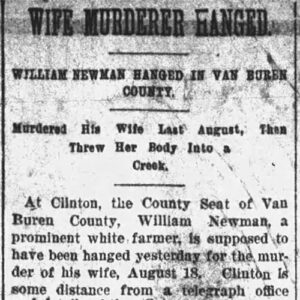 "Wife Murderer Hanged" newspaper clipping
