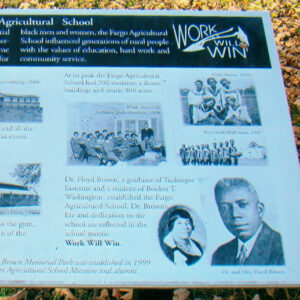 Informational panel with text and images "Fargo Agricultural School"
