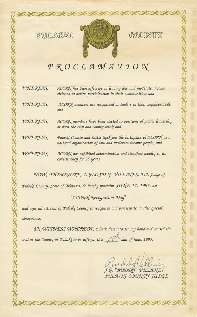 Certificate showing "Pulaski County Proclamation"