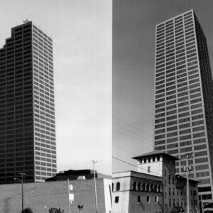 Two views of a skyscraper