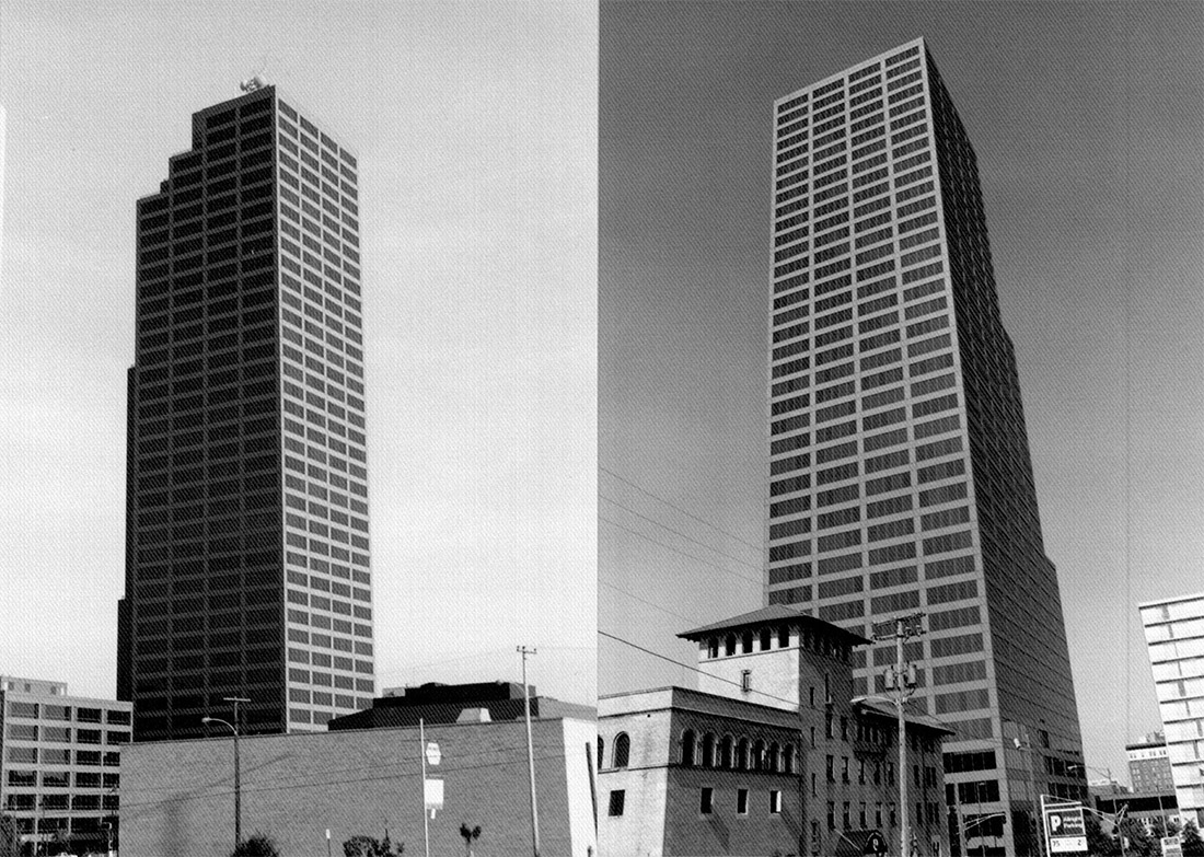 Two views of a skyscraper