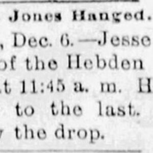 "Jesse Jones Hanged" newspaper clipping