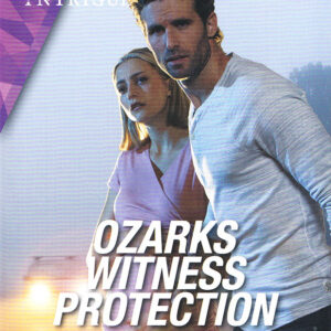 Romance and crime book cover featuring a white man in a long-sleeved shirt and a pregnant woman in a pink shirt