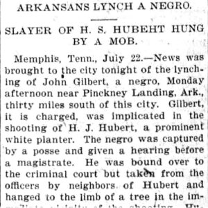 "Arkansans Lynch a Negro" newspaper clipping