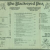 Green restaurant menu with drawings of pea plants