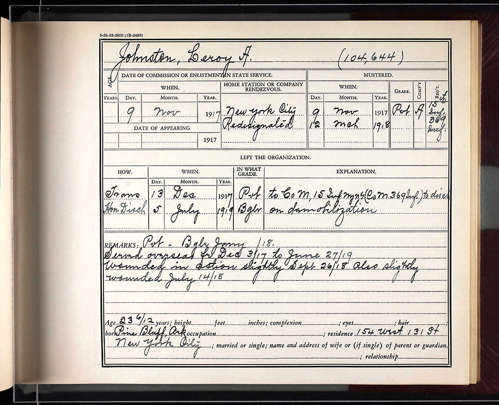 Official form listing soldier's wounding and reason for discharge