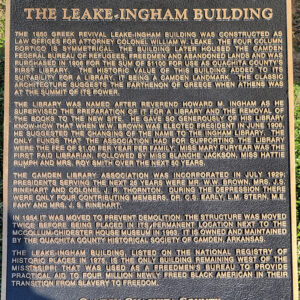 Metal informational panel "The Leake-Ingham Building"