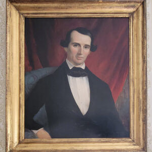 Painted portrait of white man in suit and cravat