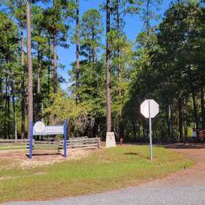 Entrance to a state park with sign