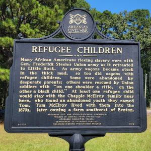 Metal sign "Refugee Children"