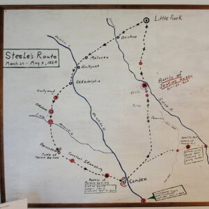 Hand drawn map labeled "Steele's Route"