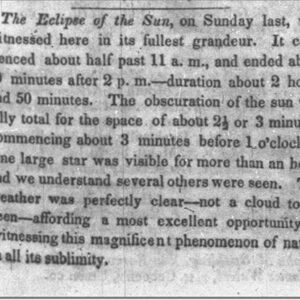 "The Eclipse of the Sun" newspaper clipping