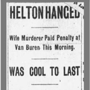 "Helton Hanged" newspaper clipping