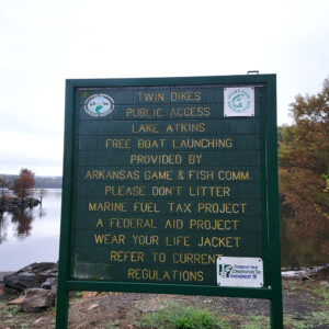 Sign with information about Lake Atkins