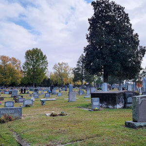 Cemetery with many gravestones