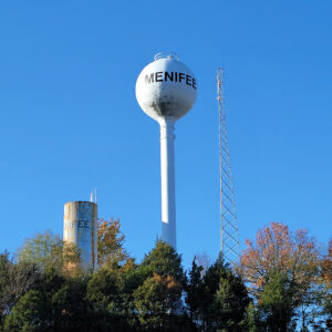 Two large water towers