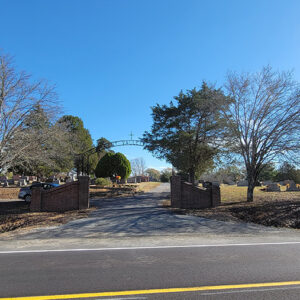 Cemetery with arched gate entrance