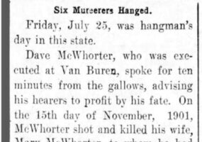 "Six Murderers Hanged" newspaper clipping