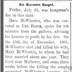 "Six Murderers Hanged" newspaper clipping