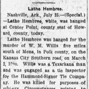 "Lathe Hembree" newspaper clipping
