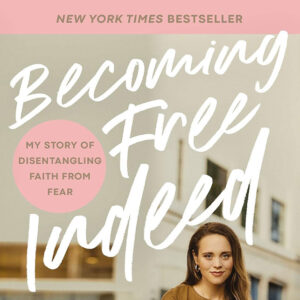 Book cover featuring white woman in a brown outfit with title "Becoming Free Indeed"
