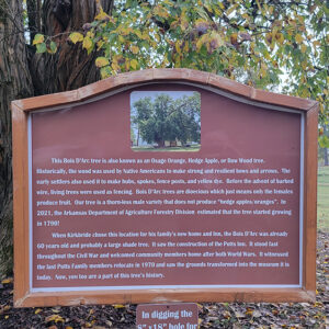 Sign with information about a tree also known as Osage Orange